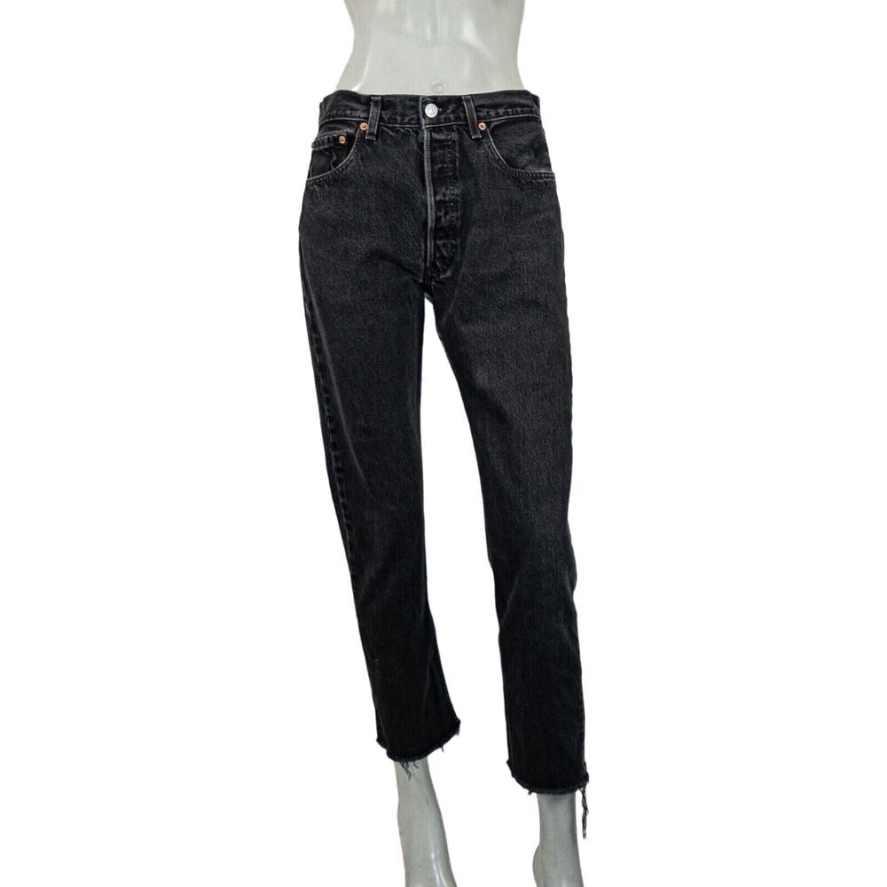 REFORMATION x Levi's Raw ankle crop high rise Denim Jeans Black wash 28